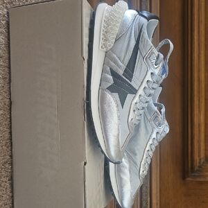 Golden Goose Silver and Black Sneakers